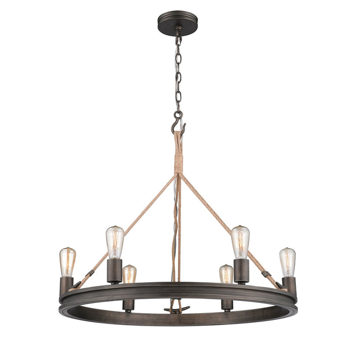 Golden 1048-6 GMT Six Light Chandelier, Gunmetal Bronze