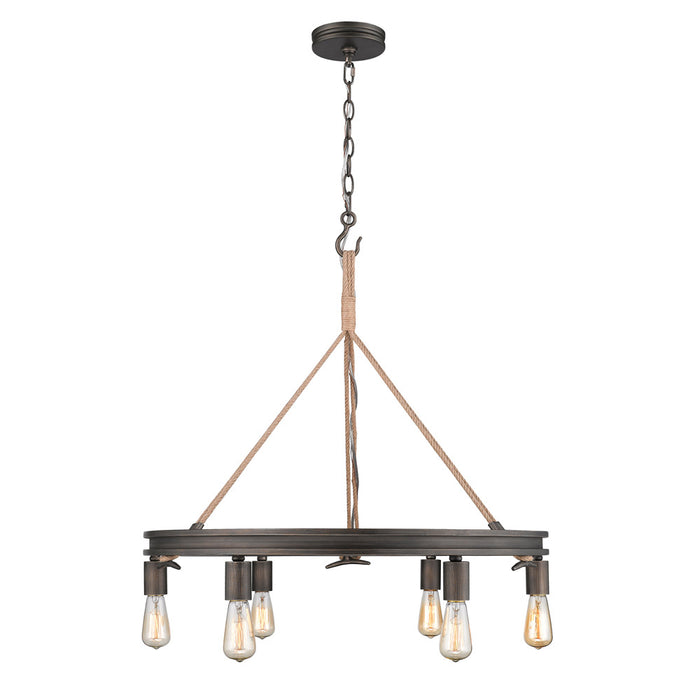 Golden 1048-6 GMT Six Light Chandelier, Gunmetal Bronze