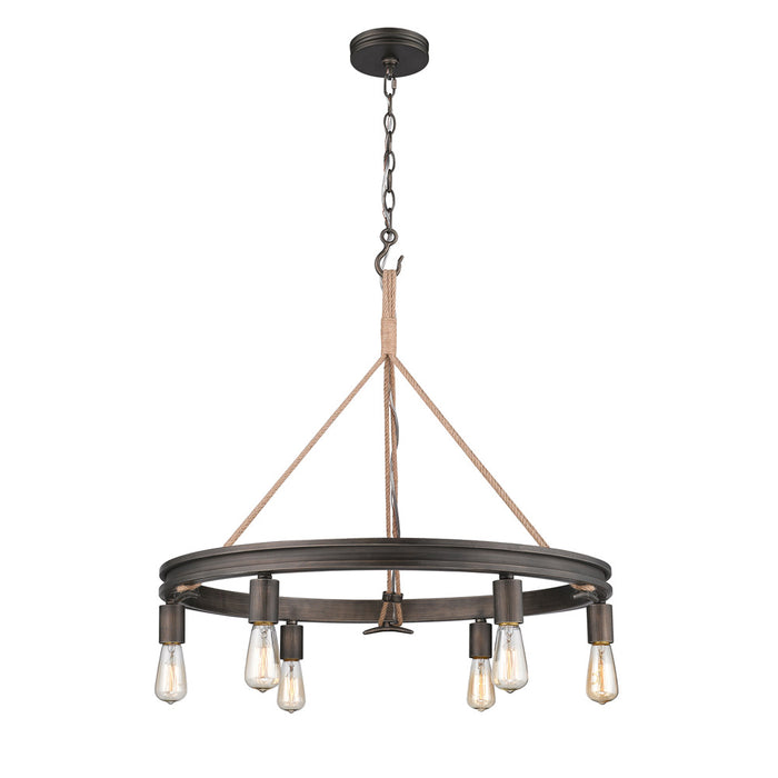 Golden 1048-6 GMT Six Light Chandelier, Gunmetal Bronze