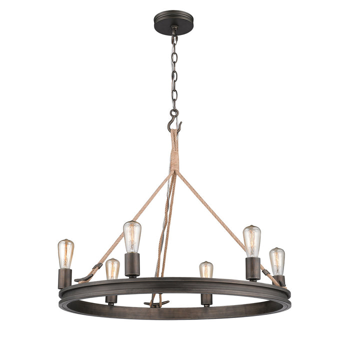 Golden 1048-6 GMT Six Light Chandelier, Gunmetal Bronze