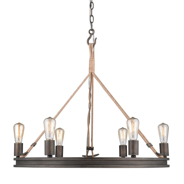 Golden 1048-6 GMT Six Light Chandelier, Gunmetal Bronze