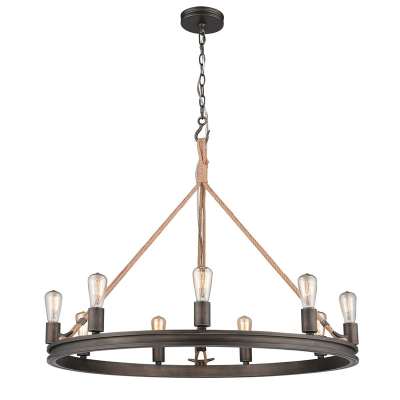 Golden 1048-9 GMT Nine Light Chandelier, Gunmetal Bronze