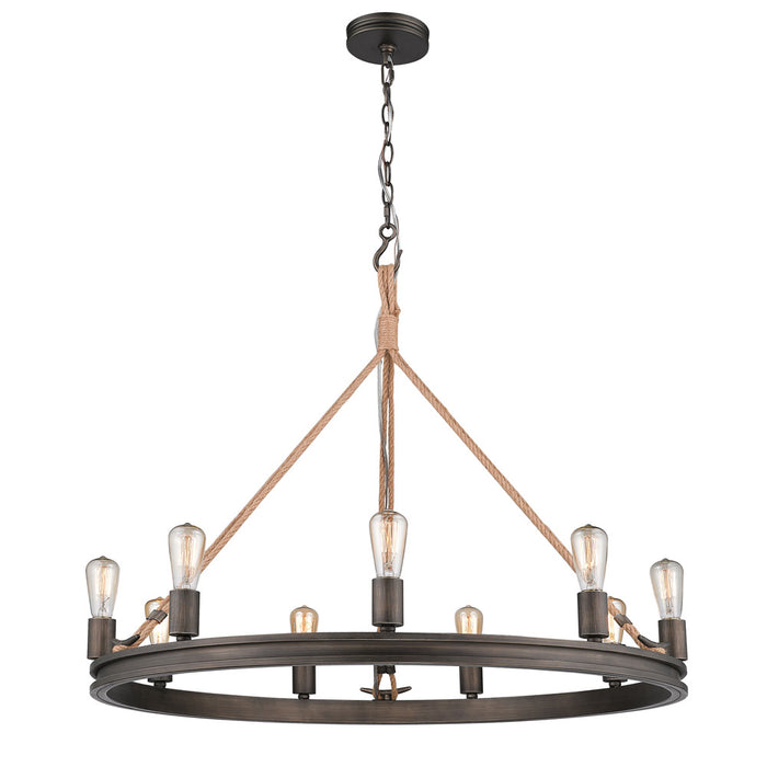 Golden 1048-9 GMT Nine Light Chandelier, Gunmetal Bronze