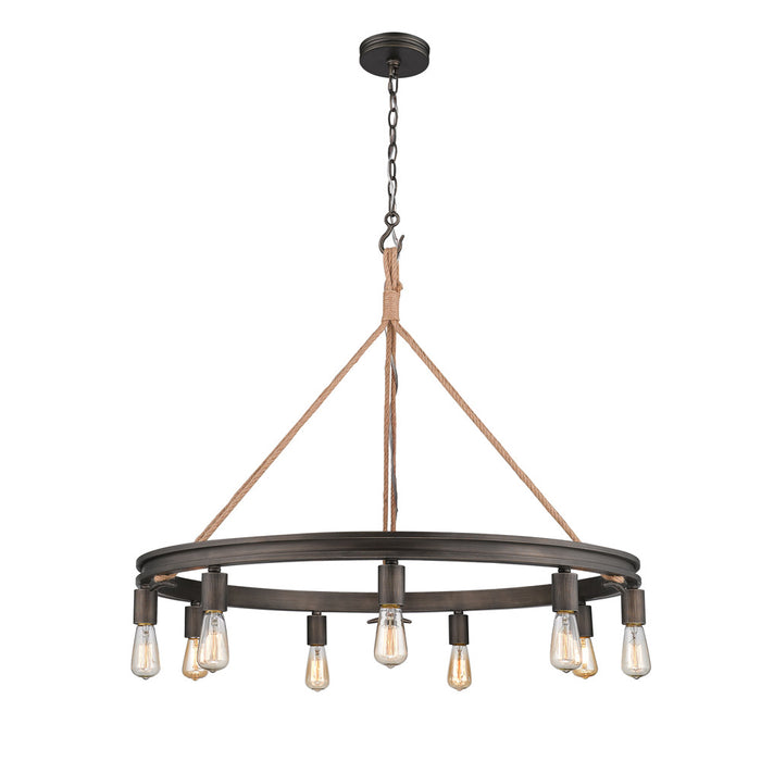 Golden 1048-9 GMT Nine Light Chandelier, Gunmetal Bronze