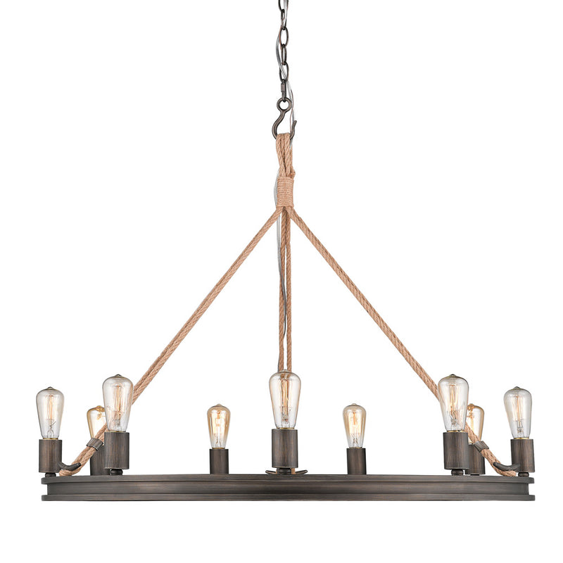 Golden 1048-9 GMT Nine Light Chandelier, Gunmetal Bronze