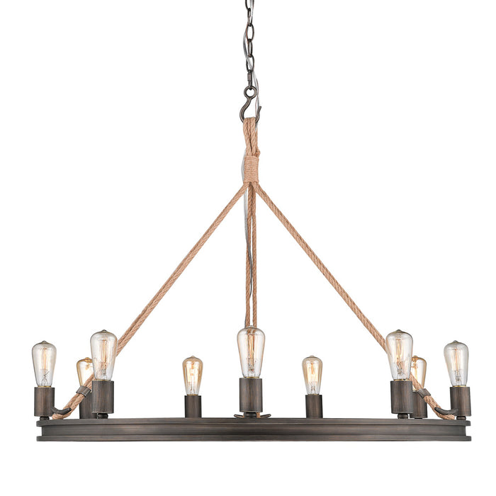 Golden 1048-9 GMT Nine Light Chandelier, Gunmetal Bronze