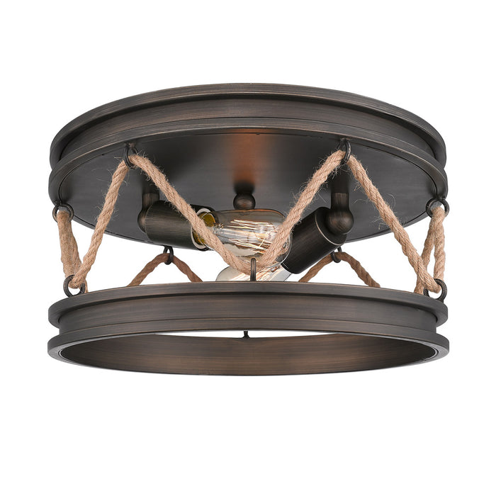 Golden 1048-FM GMT Two Light Flush Mount, Gunmetal Bronze