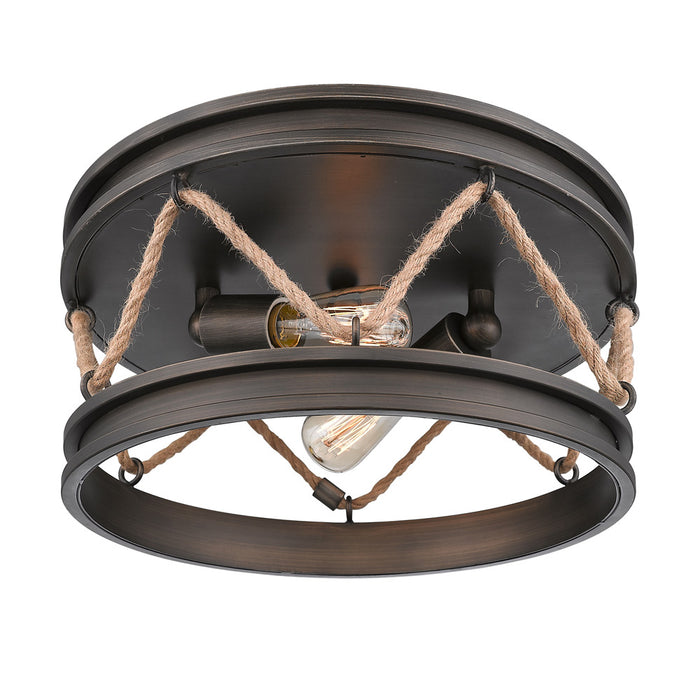 Golden 1048-FM GMT Two Light Flush Mount, Gunmetal Bronze
