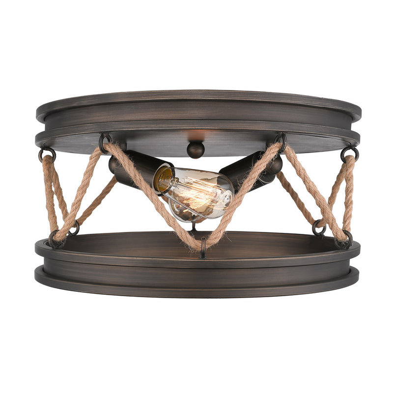Golden 1048-FM GMT Two Light Flush Mount, Gunmetal Bronze