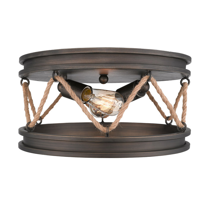 Golden 1048-FM GMT Two Light Flush Mount, Gunmetal Bronze