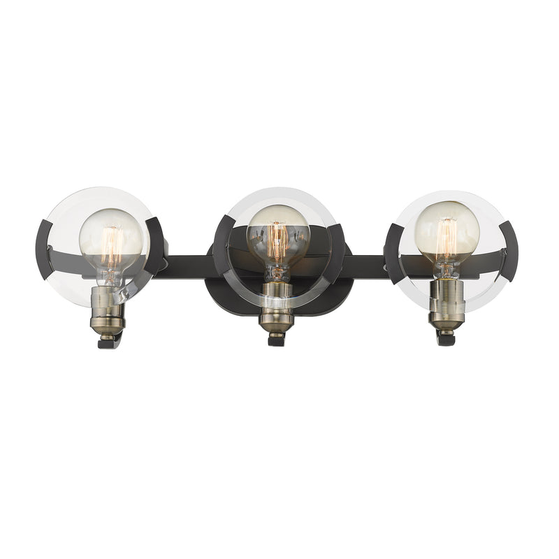 Golden 2635-BA3 BLK-AB Three Light Bath Vanity, Matte Black