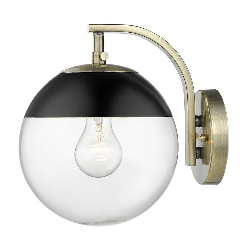 Golden 3219-1W AB-BLK One Light Wall Sconce, Aged Brass