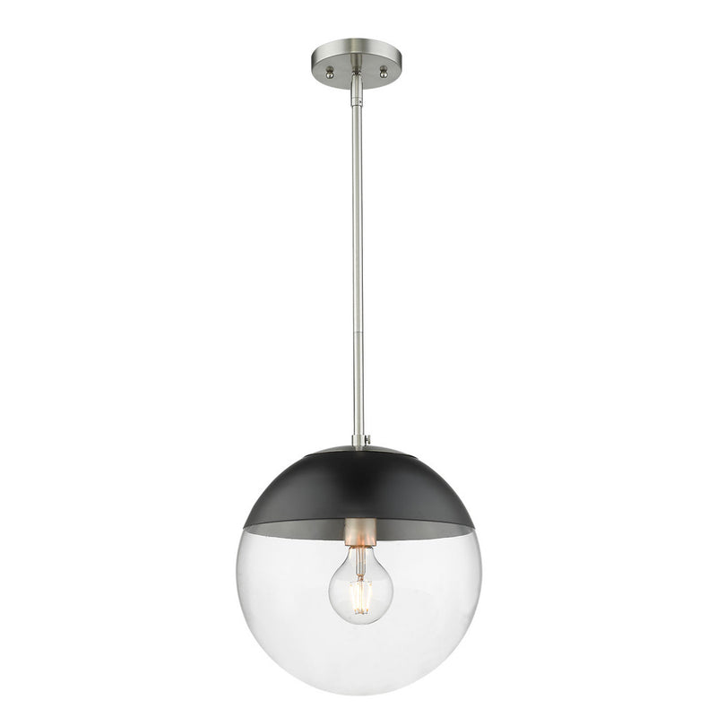 Golden 3219-L PW-BLK One Light Pendant, Pewter