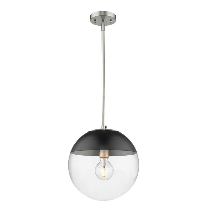 Golden 3219-L PW-BLK One Light Pendant, Pewter