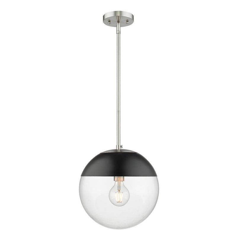Golden 3219-L PW-BLK One Light Pendant, Pewter