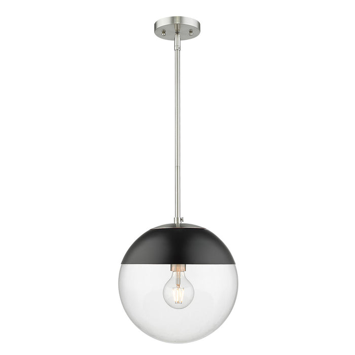 Golden 3219-L PW-BLK One Light Pendant, Pewter