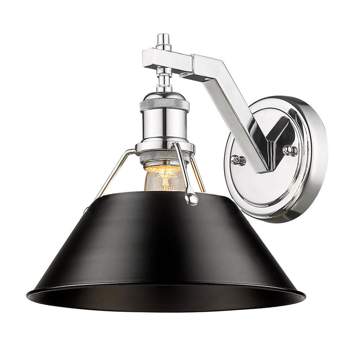 Golden 3306-1W CH-BLK One Light Wall Sconce, Chrome