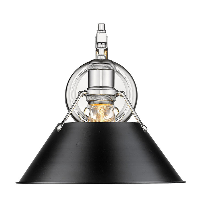 Golden 3306-1W CH-BLK One Light Wall Sconce, Chrome
