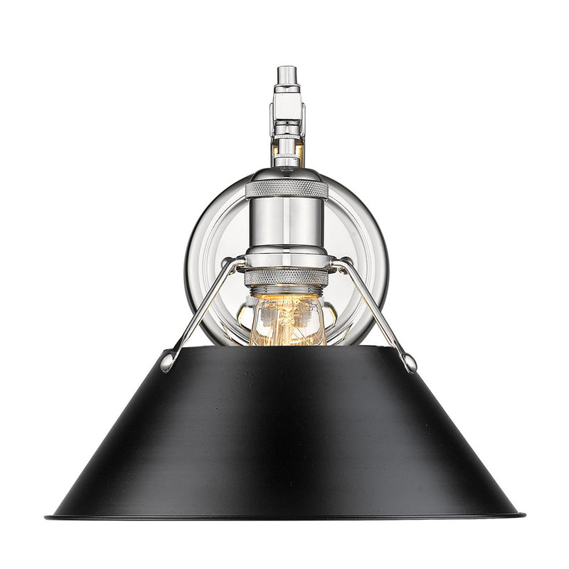 Golden 3306-1W CH-BLK One Light Wall Sconce, Chrome