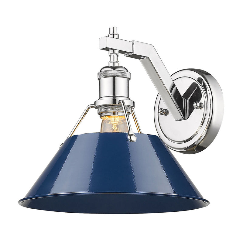 Golden 3306-1W CH-NVY One Light Wall Sconce, Chrome