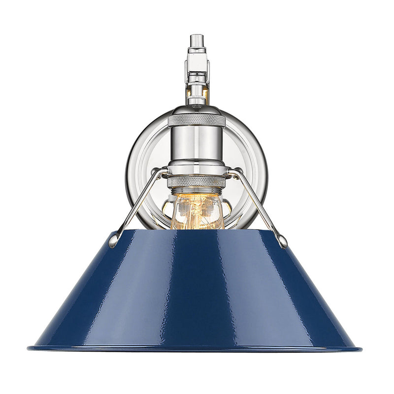 Golden 3306-1W CH-NVY One Light Wall Sconce, Chrome