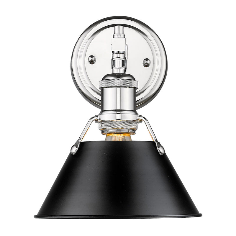 Golden 3306-BA1 CH-BLK One Light Bath Vanity, Chrome