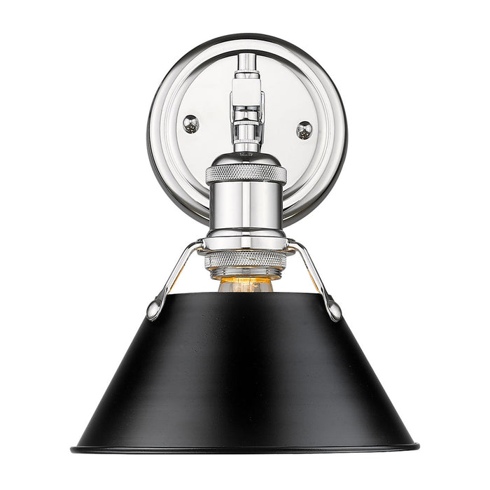 Golden 3306-BA1 CH-BLK One Light Bath Vanity, Chrome