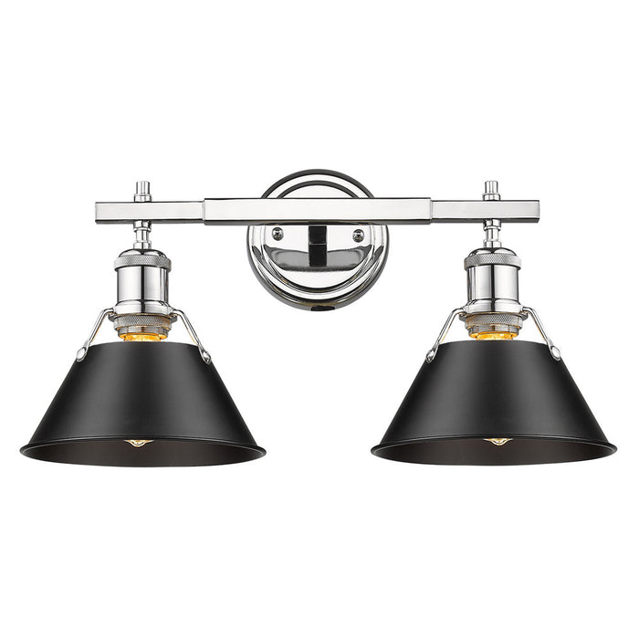 Golden 3306-BA2 CH-BLK Two Light Bath Vanity, Chrome