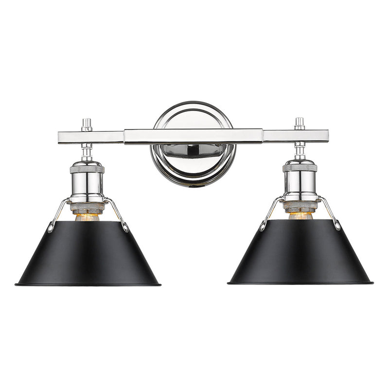 Golden 3306-BA2 CH-BLK Two Light Bath Vanity, Chrome