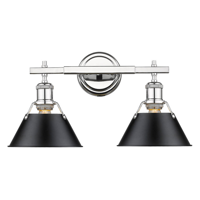 Golden 3306-BA2 CH-BLK Two Light Bath Vanity, Chrome