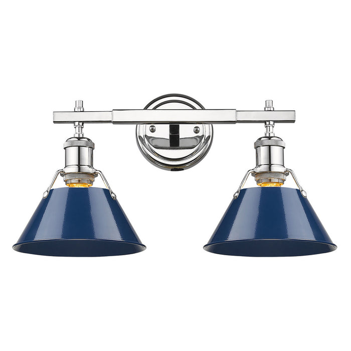 Golden 3306-BA2 CH-NVY Two Light Bath Vanity, Chrome