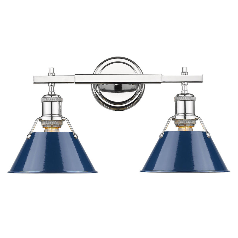 Golden 3306-BA2 CH-NVY Two Light Bath Vanity, Chrome