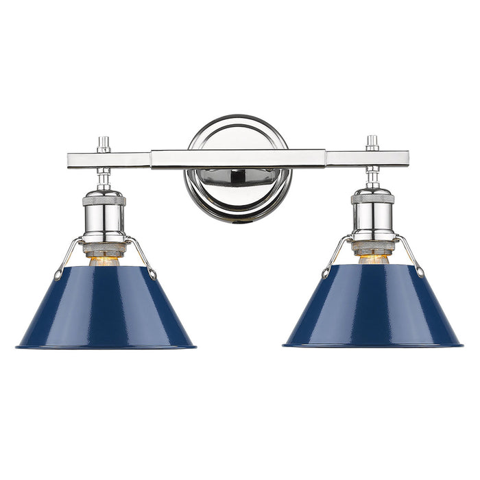 Golden 3306-BA2 CH-NVY Two Light Bath Vanity, Chrome