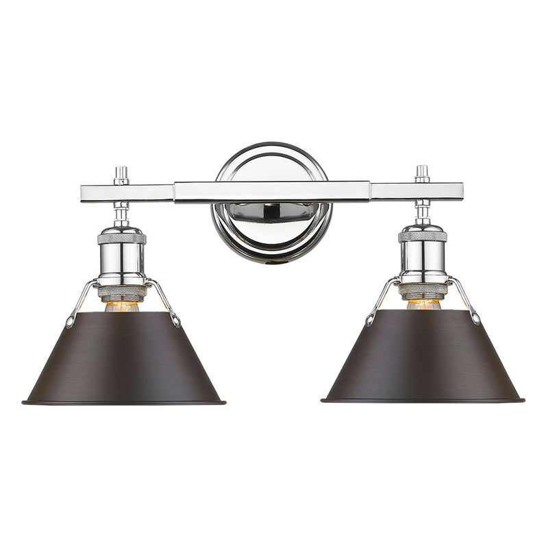 Golden 3306-BA2 CH-RBZ Two Light Bath Vanity, Chrome