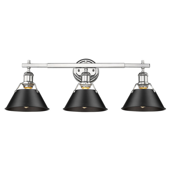 Golden 3306-BA3 CH-BLK Three Light Bath Vanity, Chrome