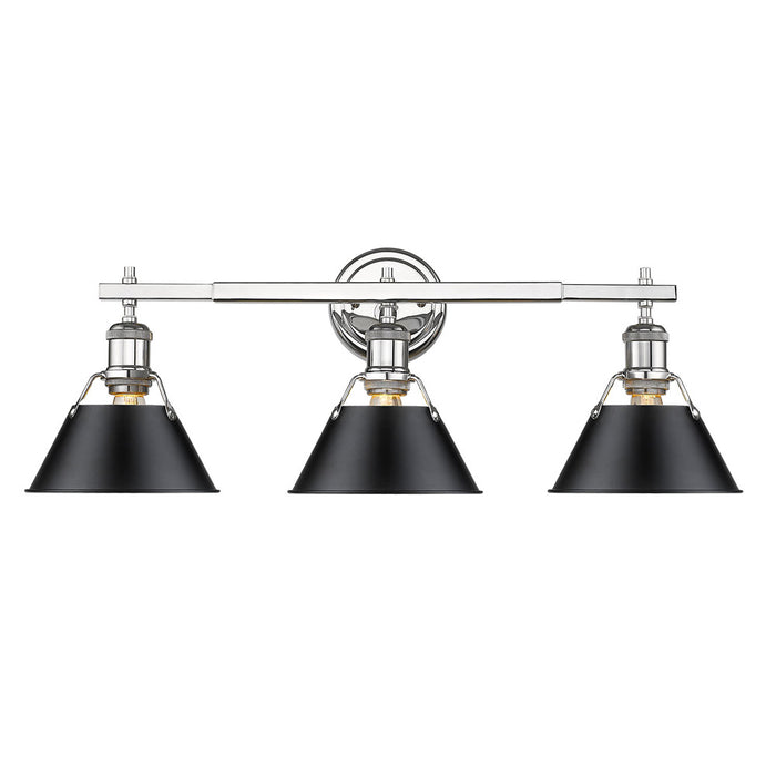 Golden 3306-BA3 CH-BLK Three Light Bath Vanity, Chrome