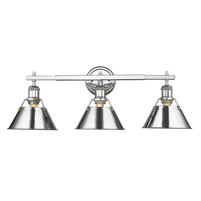 Golden 3306-BA3 CH-CH Three Light Bath Vanity, Chrome