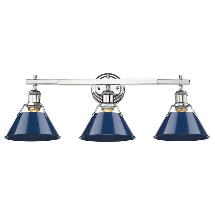 Golden 3306-BA3 CH-NVY Three Light Bath Vanity, Chrome
