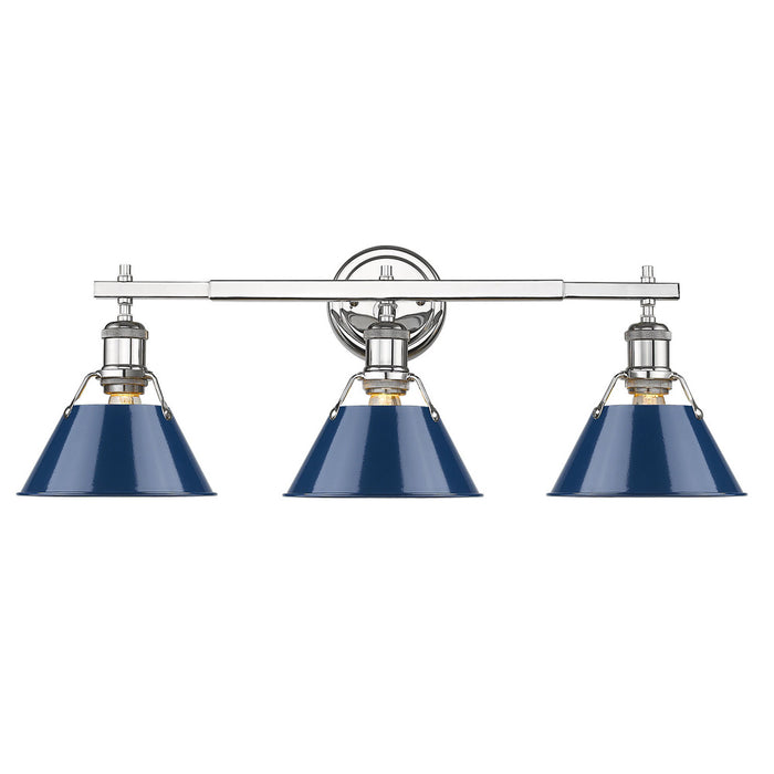 Golden 3306-BA3 CH-NVY Three Light Bath Vanity, Chrome