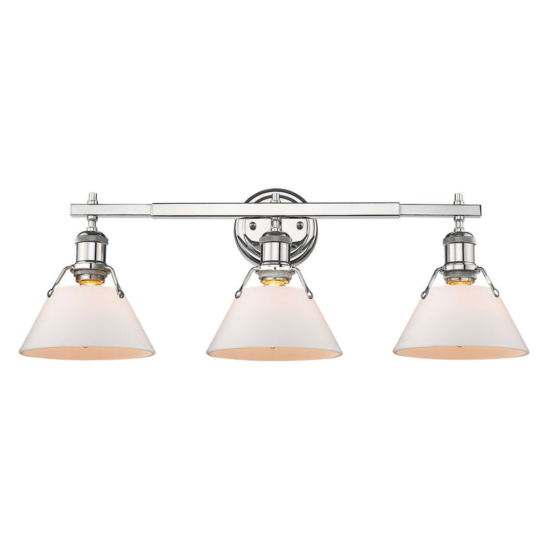Golden 3306-BA3 CH-OP Three Light Bath Vanity, Chrome