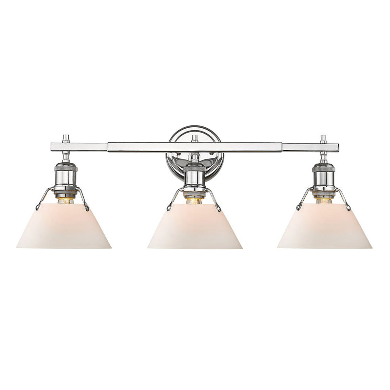 Golden 3306-BA3 CH-OP Three Light Bath Vanity, Chrome