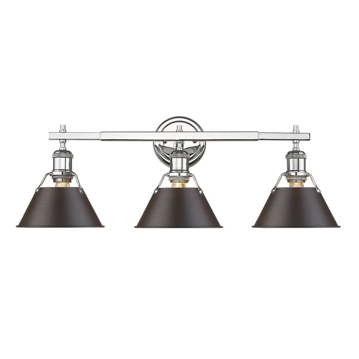Golden 3306-BA3 CH-RBZ Three Light Bath Vanity, Chrome
