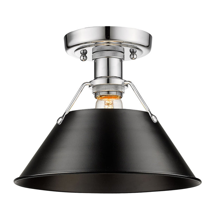 Golden 3306-FM CH-BLK One Light Flush Mount, Chrome