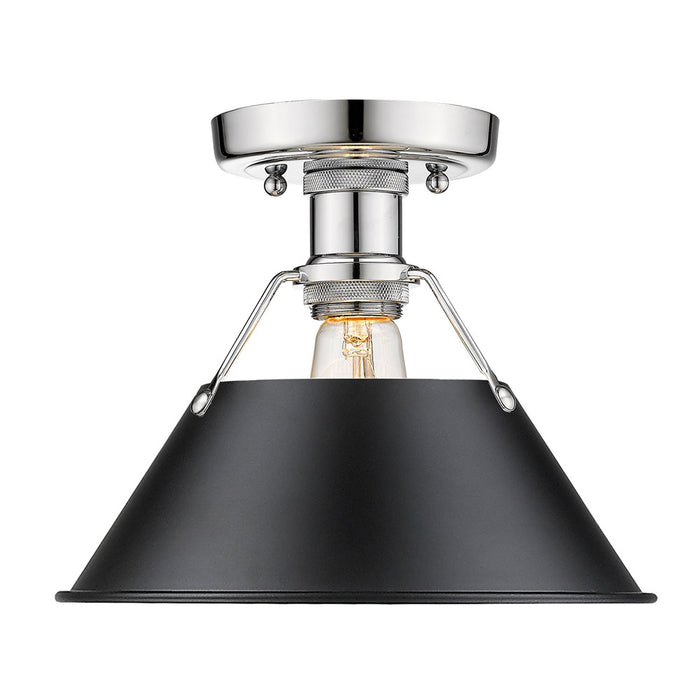 Golden 3306-FM CH-BLK One Light Flush Mount, Chrome