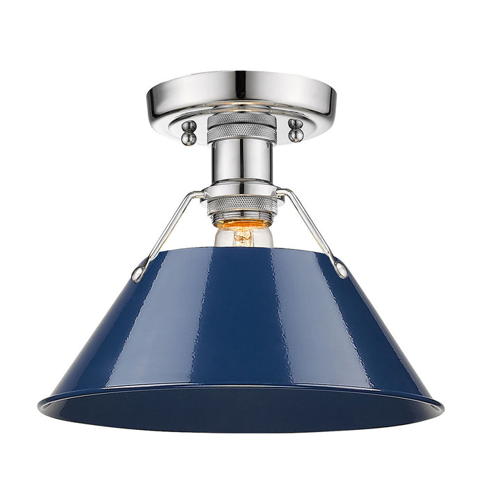 Golden 3306-FM CH-NVY One Light Flush Mount, Chrome