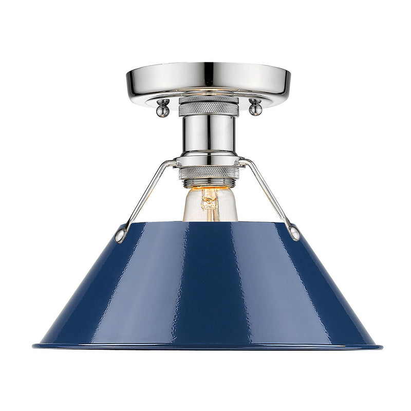 Golden 3306-FM CH-NVY One Light Flush Mount, Chrome