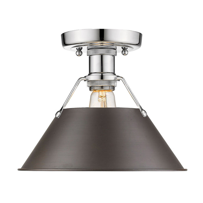 Golden 3306-FM CH-RBZ One Light Flush Mount, Chrome