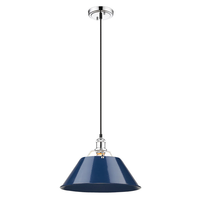 Golden 3306-L CH-NVY One Light Pendant, Chrome