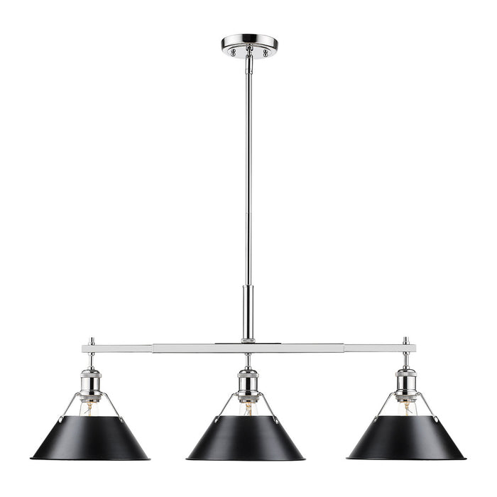 Golden 3306-LP CH-BLK Three Light Linear Pendant, Chrome