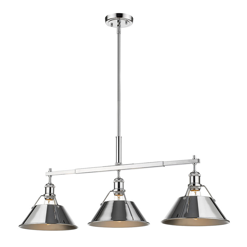 Golden 3306-LP CH-CH Three Light Linear Pendant, Chrome